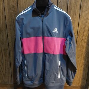 Womans Adidas track jacket pink gray large